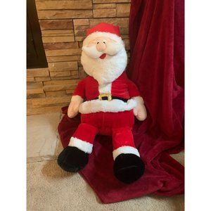 Gitzy Jumbo Stuffed Plush Santa Clause Embroidered Eyes & Brows sits 20" Squishy